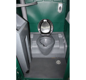 Deluxe Flush Portable Toilet inside of toilet and sink