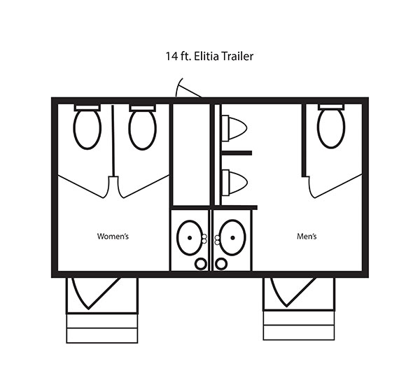 14 ft. Elitia Portable Restroom Trailer