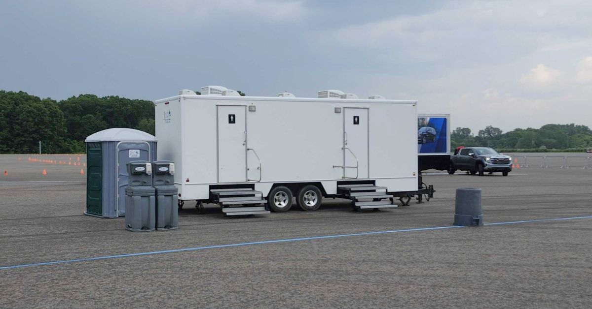 Luxury Restroom Trailer Rental by Jay's Portables